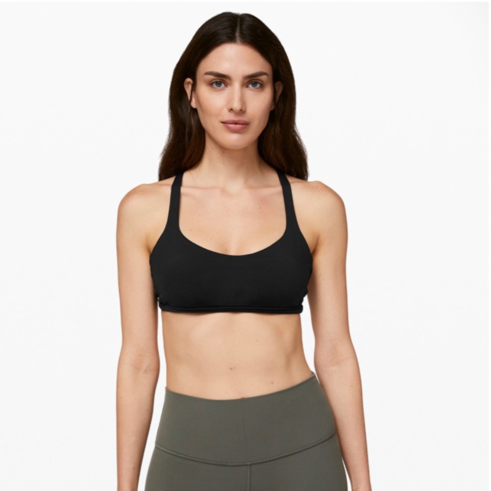 black “free to be zen” lululemon sports bra